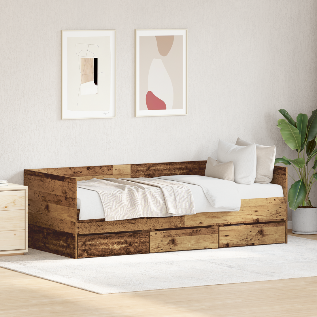 Rustik Daybed Gamle Træ Konstrueret Træ 90 X 200 Cm Holdbar