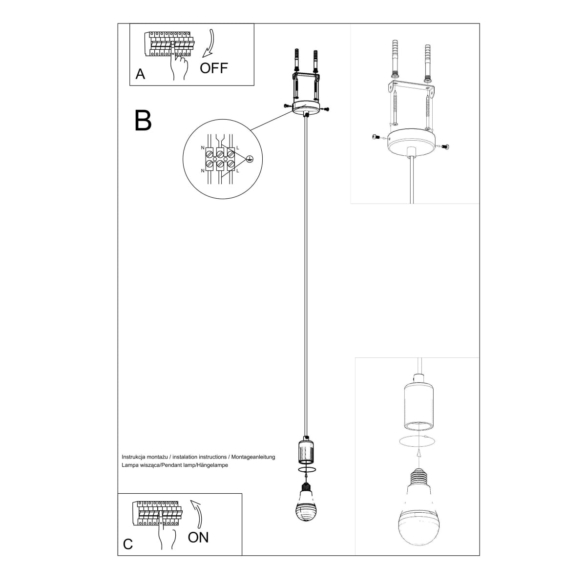 Pendellampe EDISON sort - Billede 7