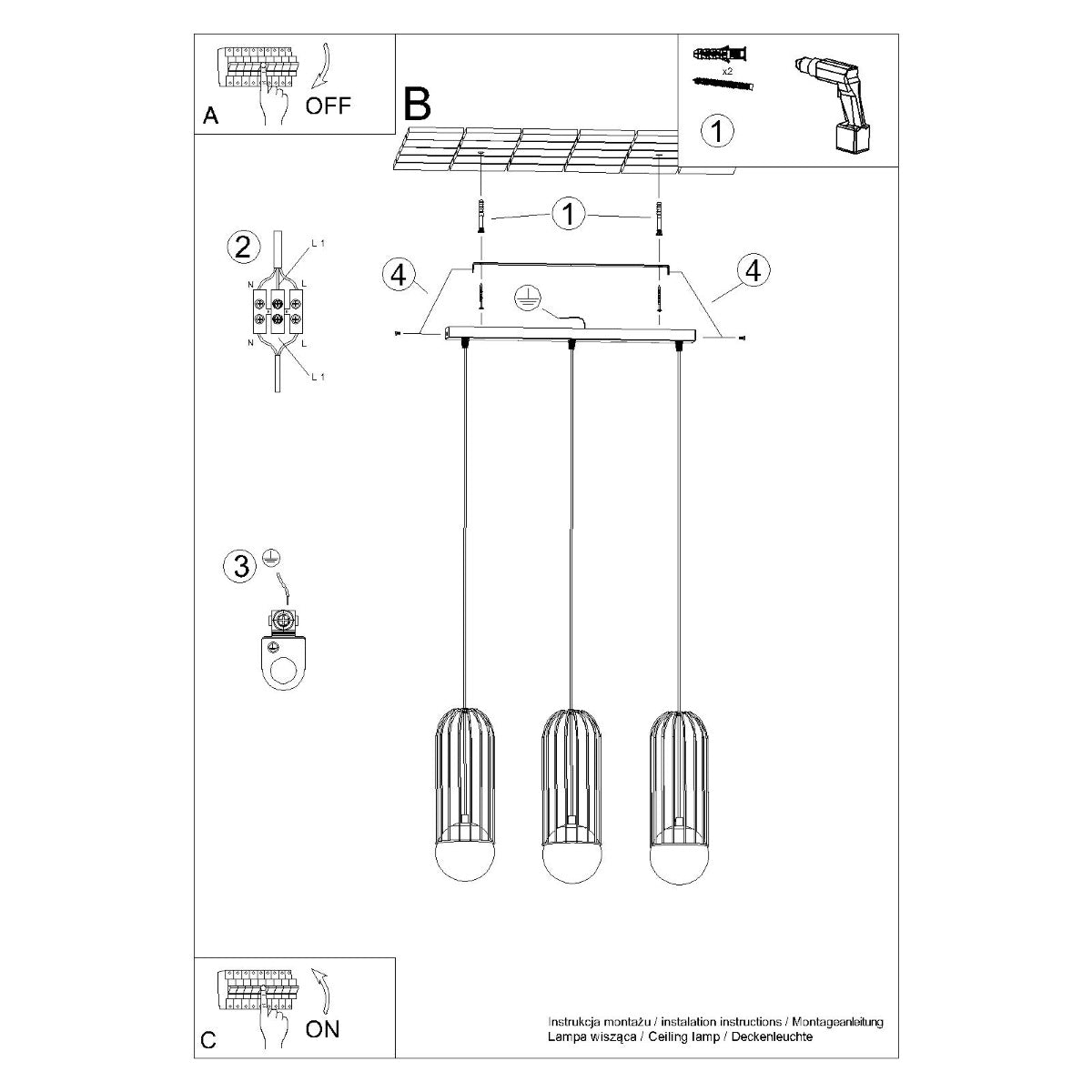 Pendellampe BRINA 3L hvid - Billede 15