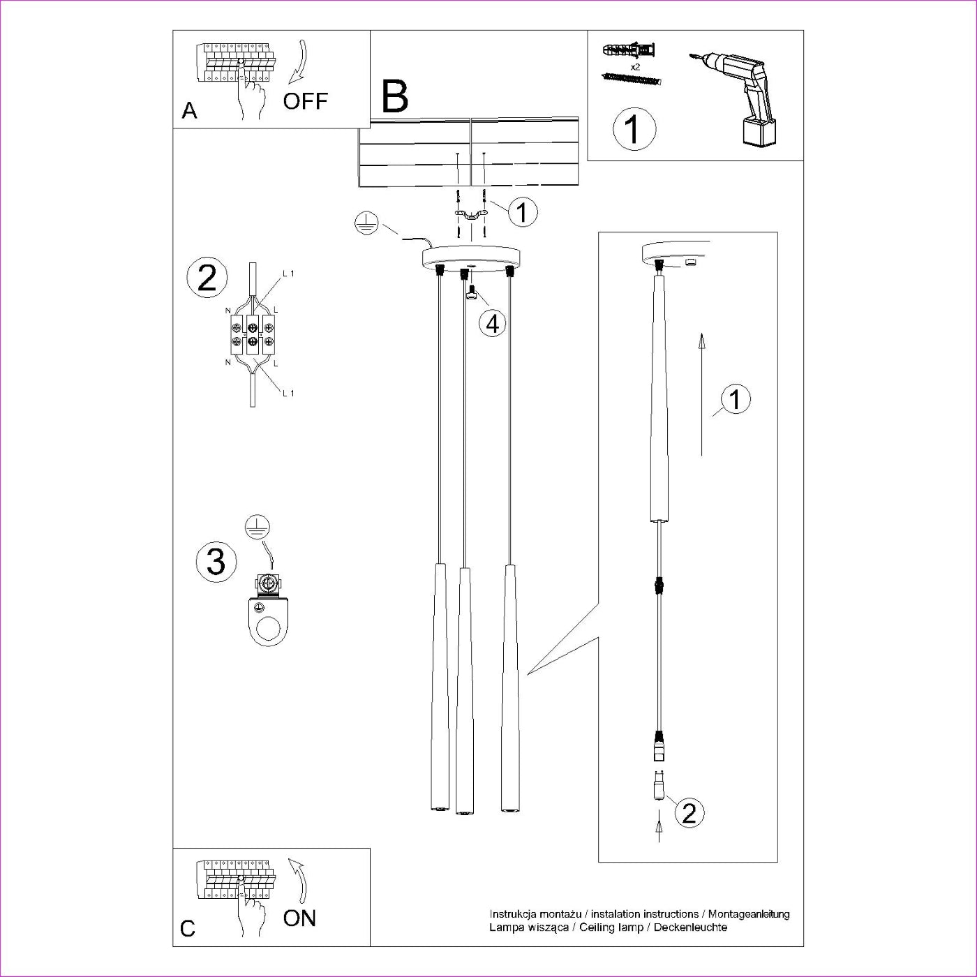 Pedantlampe BLISS 3P sort - Billede 10