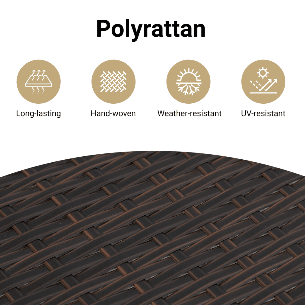 Spisebordssæt Til Haven 5 Dele Med Hynder Polyrattan Brun