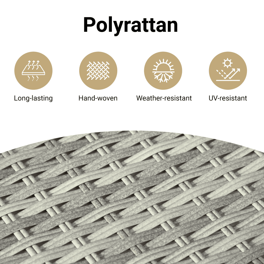 Spisebordssæt Til Haven 9 Dele Med Hynder Polyrattan Lysegrå
