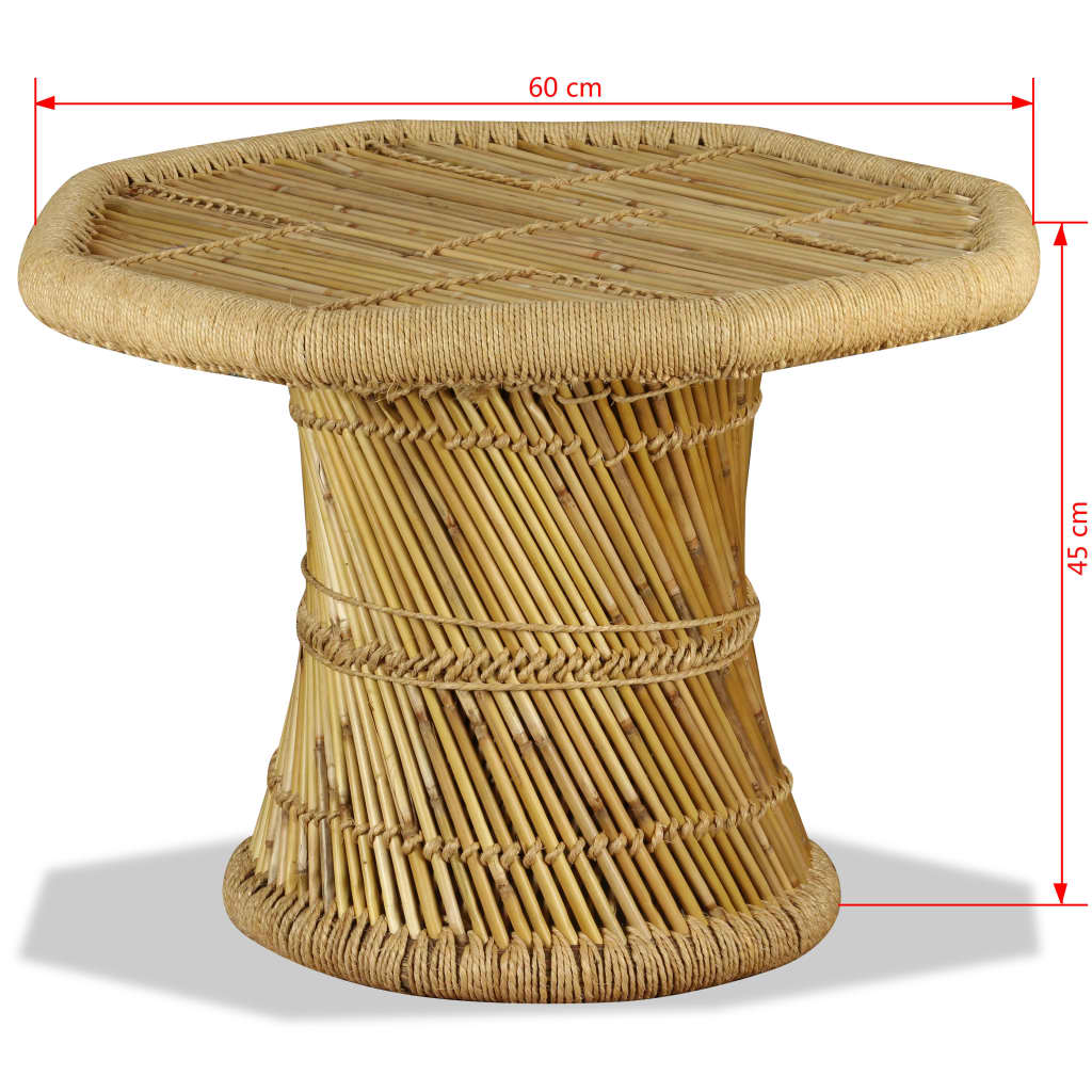 Sofabord 60x60x45 Cm Ottekantet Bambus - Billede 9