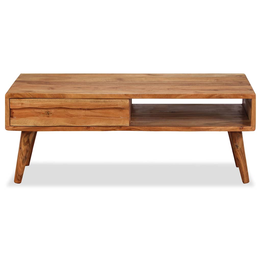Sofabord I Massivt Træ Med Udskåret Skuffe 100 X 50 X 40 Cm - Billede 2