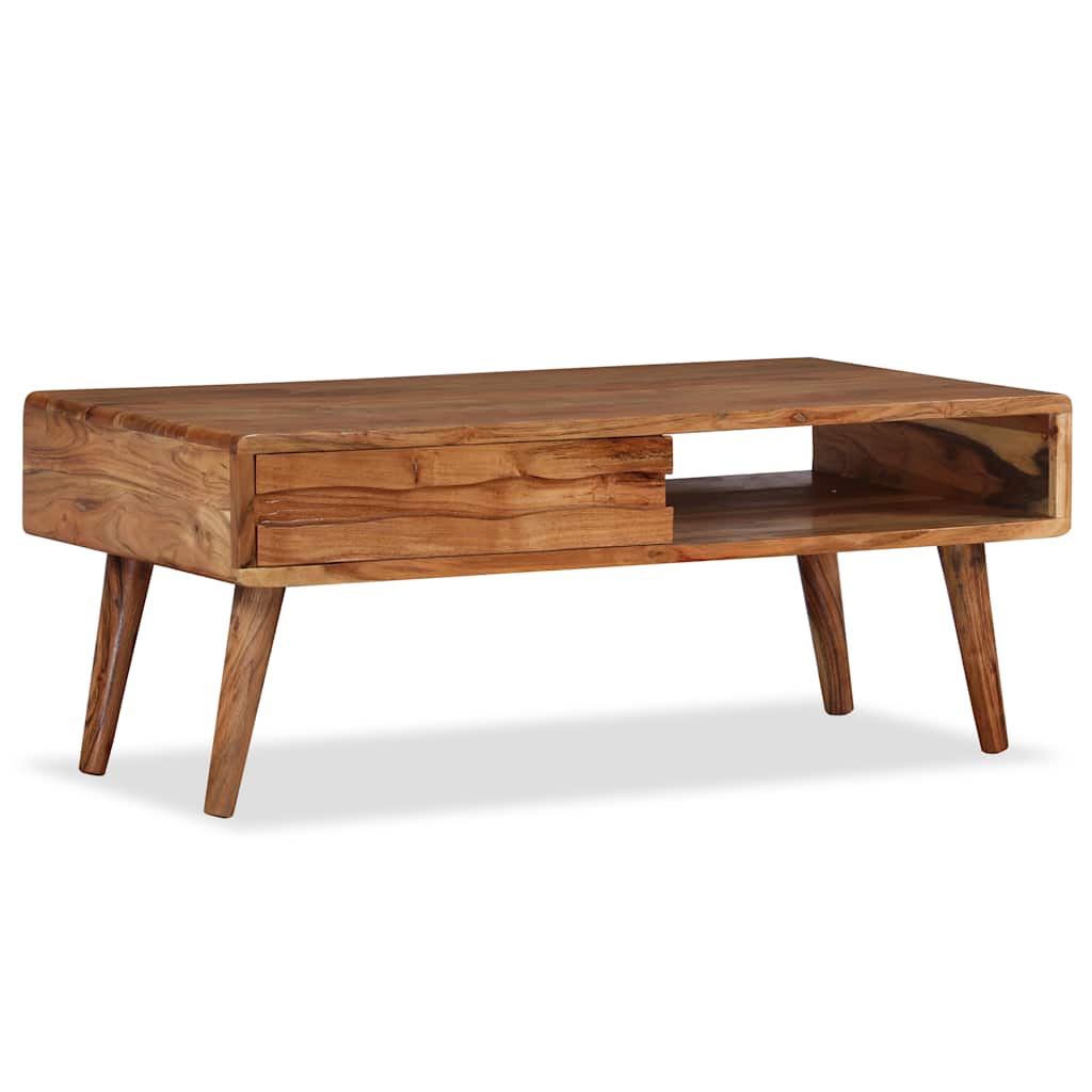 Sofabord I Massivt Træ Med Udskåret Skuffe 100 X 50 X 40 Cm - Billede 11