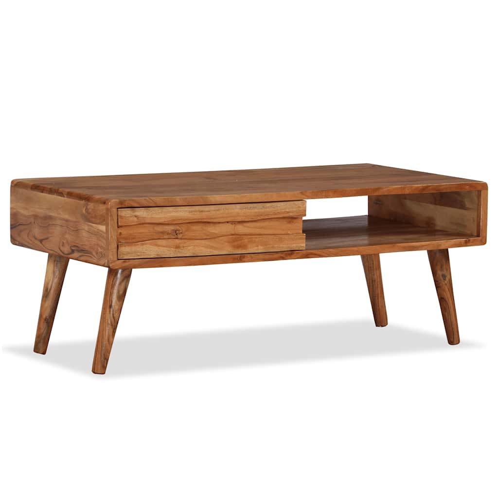 Sofabord I Massivt Træ Med Udskåret Skuffe 100 X 50 X 40 Cm - Billede 9