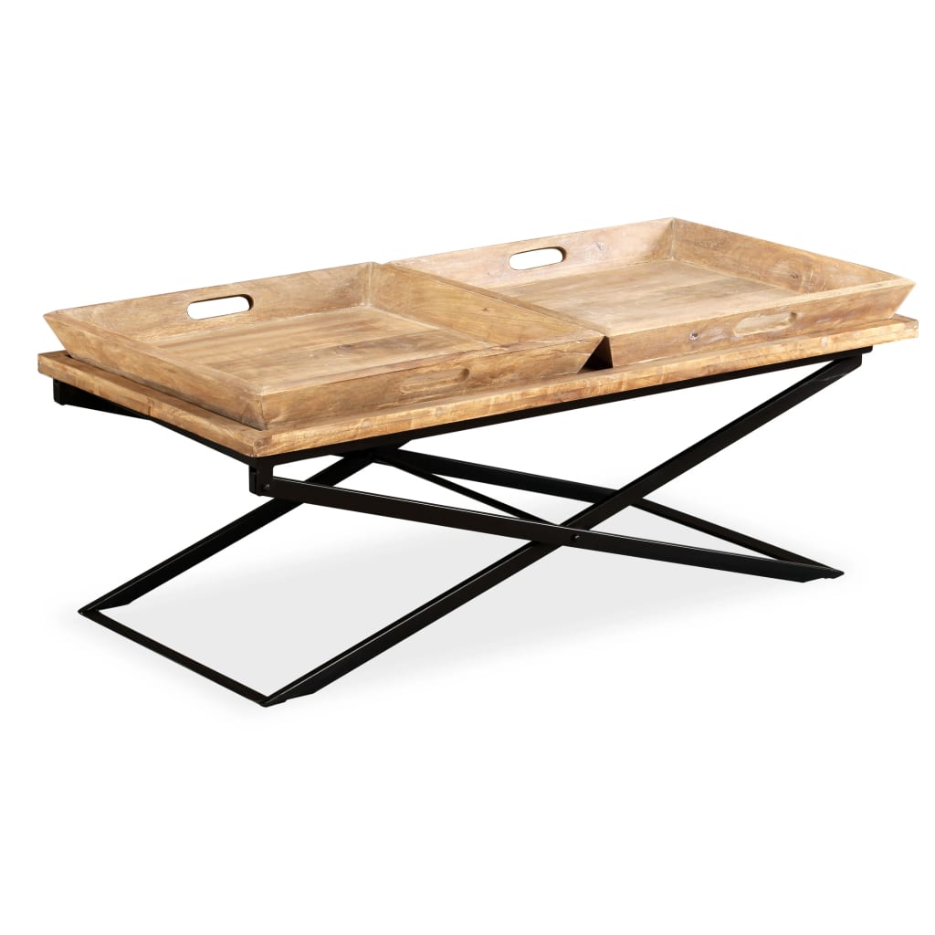 Sofabord I Massivt Mangotræ 110 X 55 X 42 Cm - Billede 2