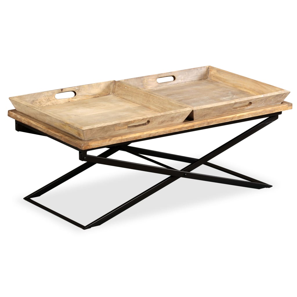 Sofabord I Massivt Mangotræ 110 X 55 X 42 Cm - Billede 12