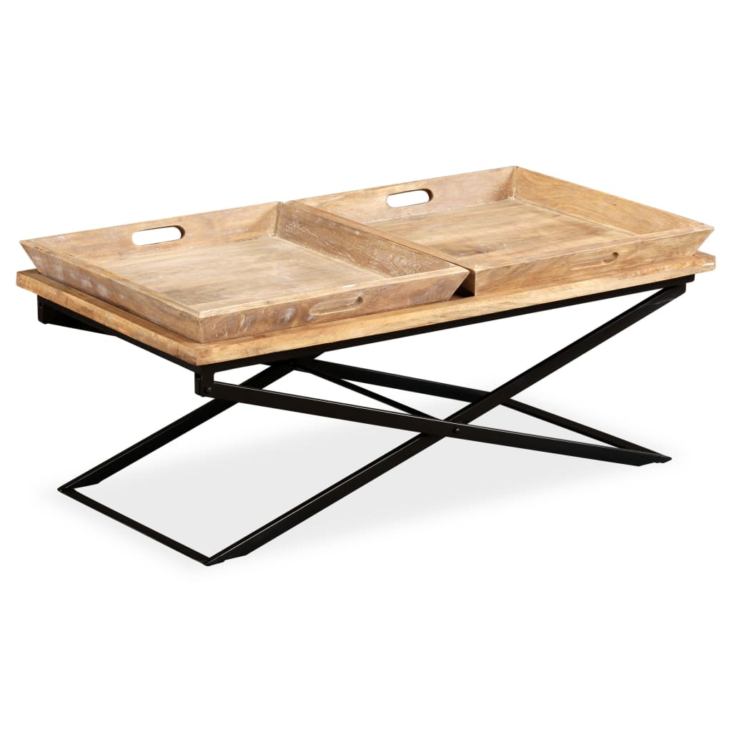 Sofabord I Massivt Mangotræ 110 X 55 X 42 Cm - Billede 13