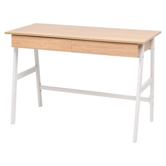 Skrivebord 110X55X75 Cm Egetræsfarvet Og Hvid