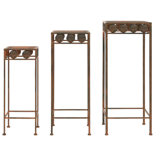 Plantestativsæt I 3 Dele Vintagestil Metal Rustfarve