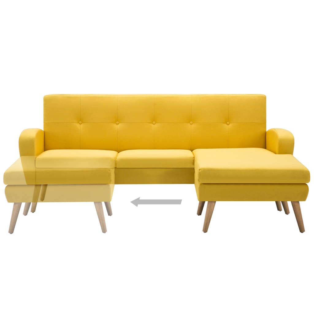 L-formet Sofa Stofbetræk 186 X 136 X 79 Cm Gul - Billede 6