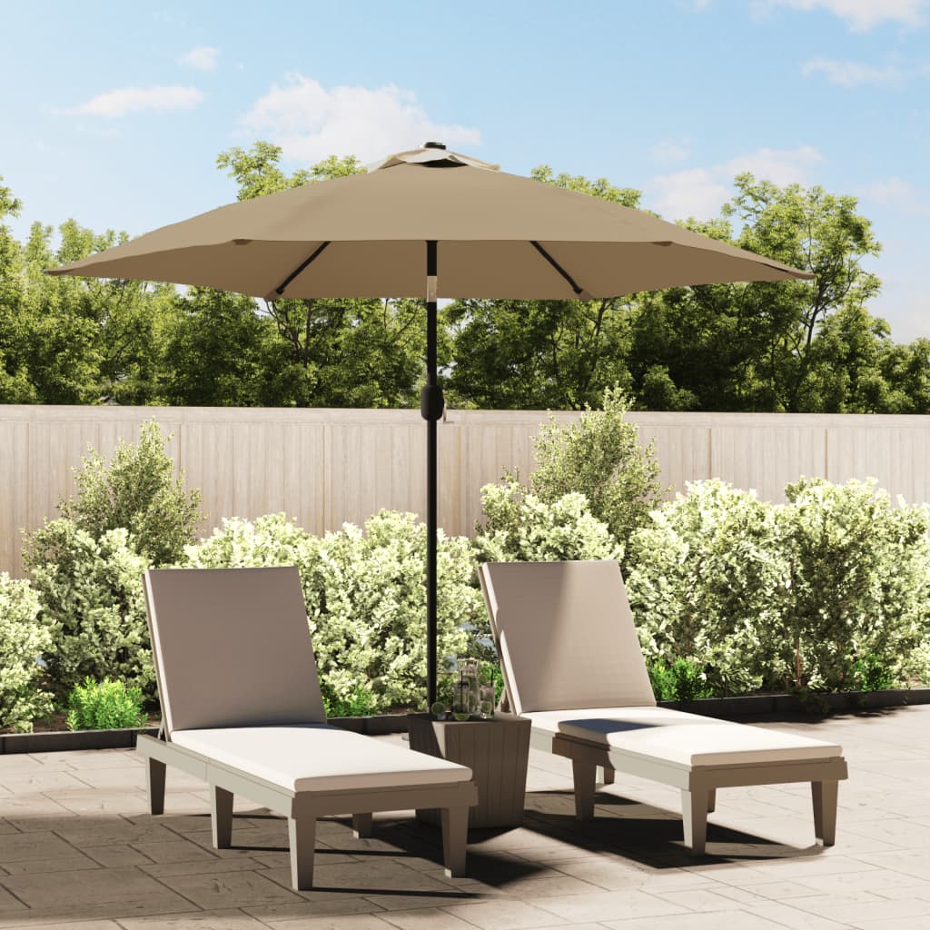 Parasol M. Led-Lys + Stålstang 300 Cm