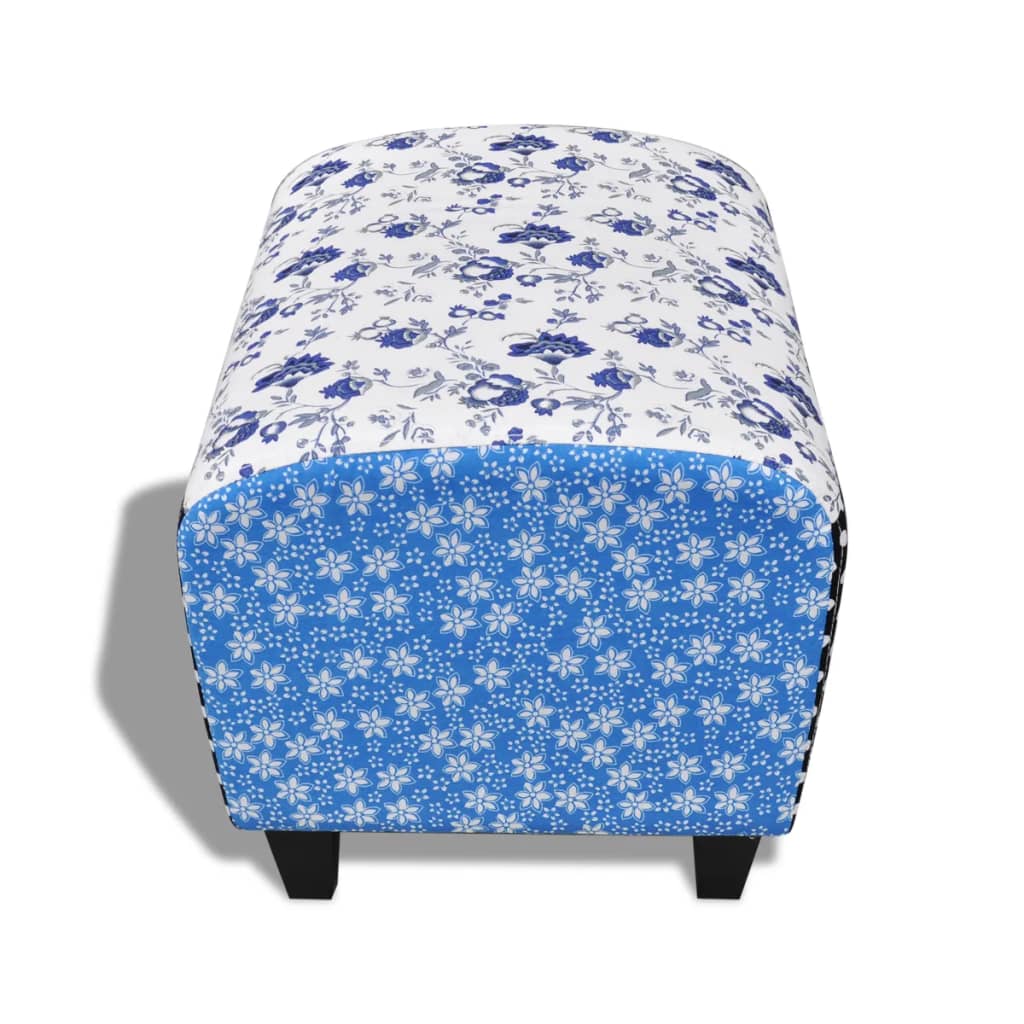 Fodskammel Patchwork Blå Og Hvid - Billede 4