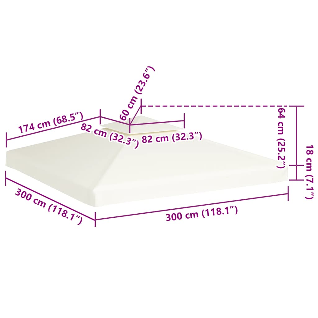 Baldakin Til Pavillon 3x3 M 310 G/m² Cremehvid - Billede 6