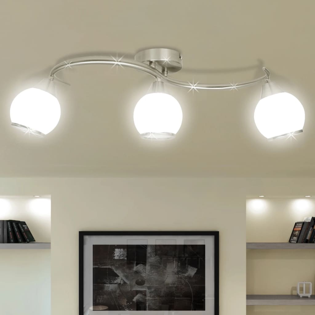 Loftslampe Med Glasskærme Bølget 3 E14 Pærer
