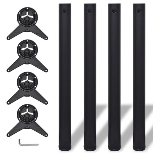 4 Bordben, Justerbar Højde, E, Sort