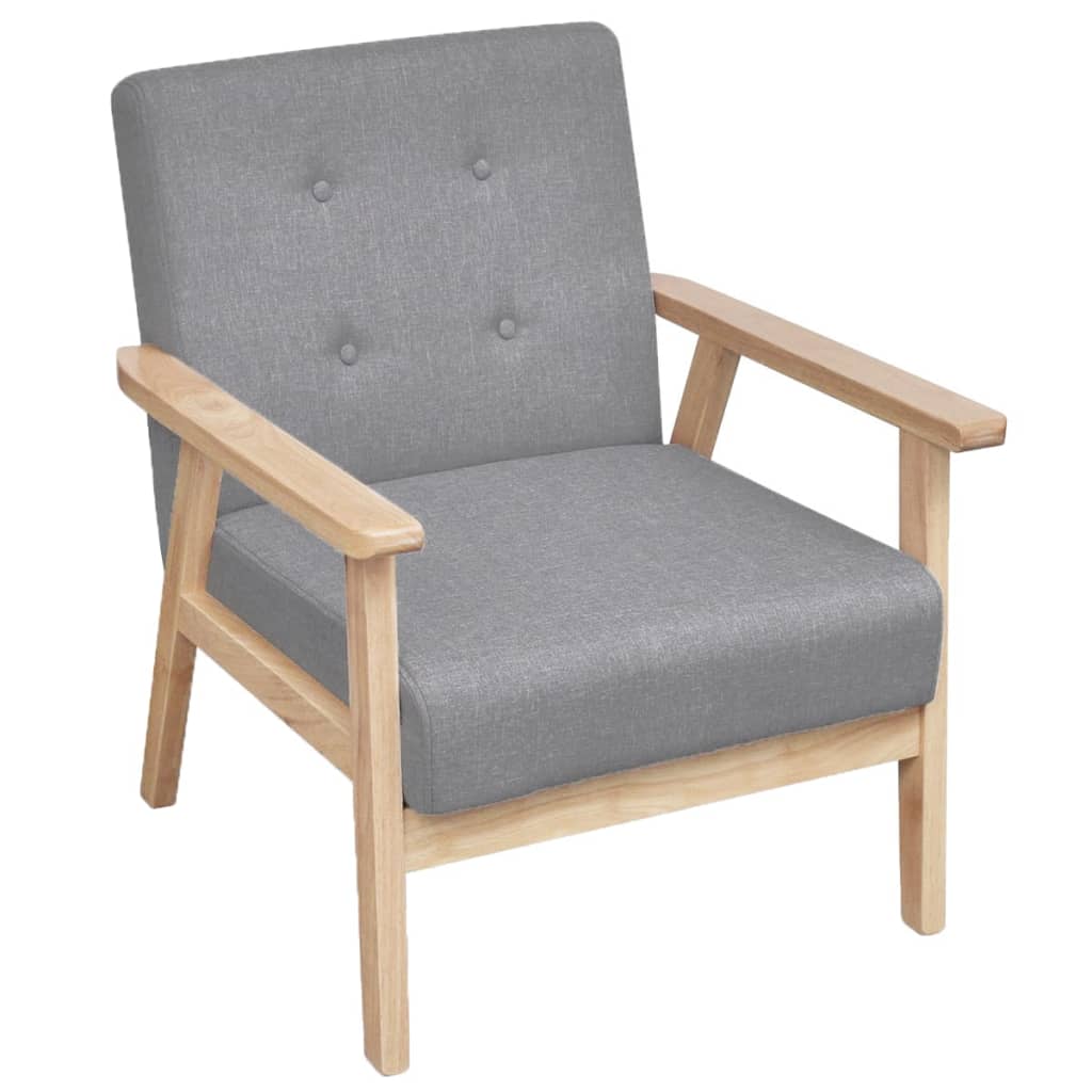 Sofasæt 2 Dele Stof Lysegrå