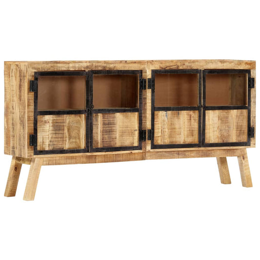 Skænk 160 X 30 X 80 Cm Massivt Ru Mangotræ Brun Og Sort