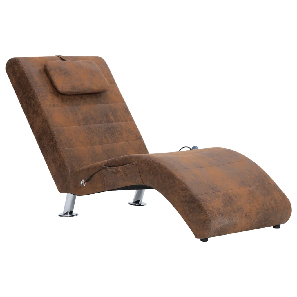 Massagechaiselong Med Pude Imiteret Ruskind