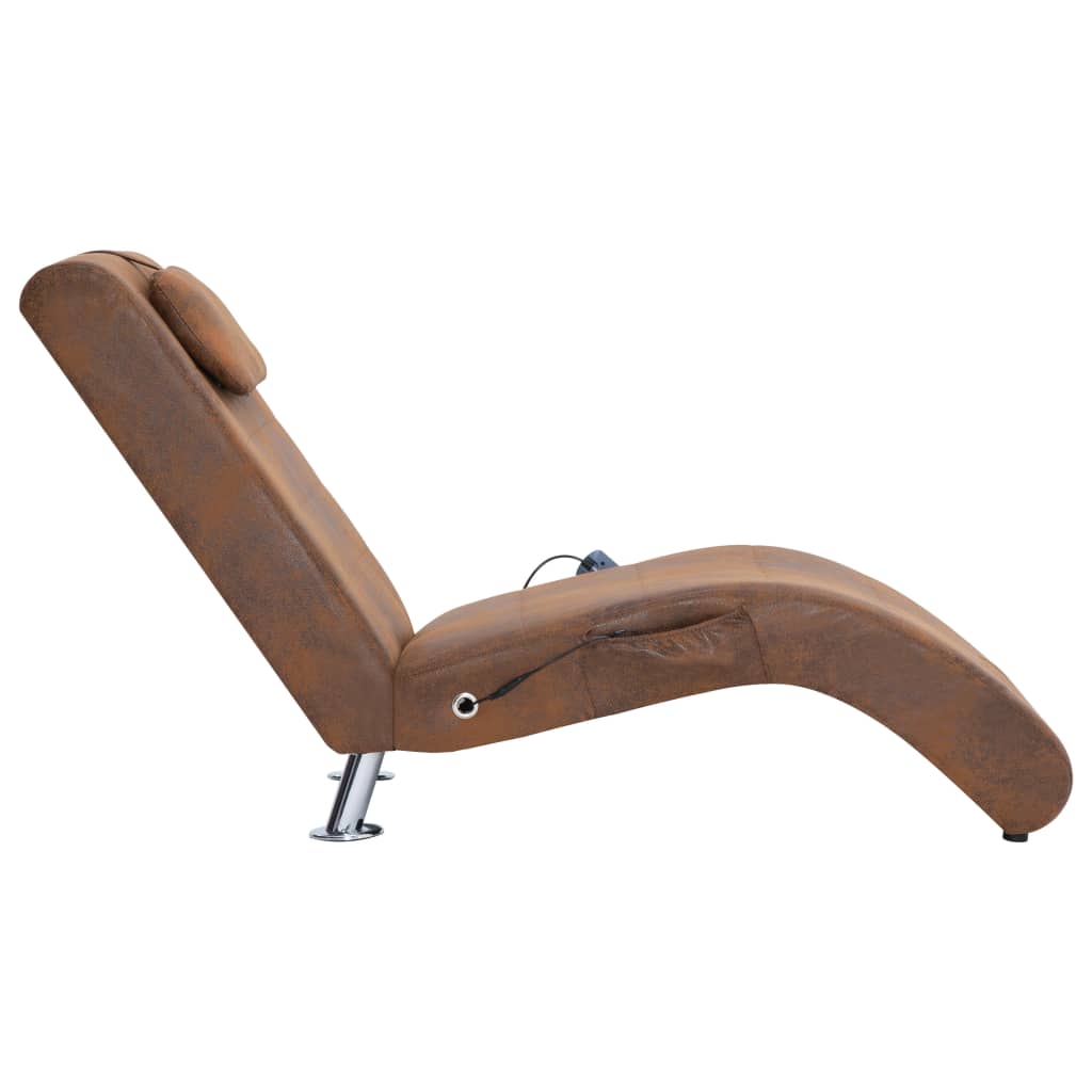 Massagechaiselong Med Pude Imiteret Ruskind