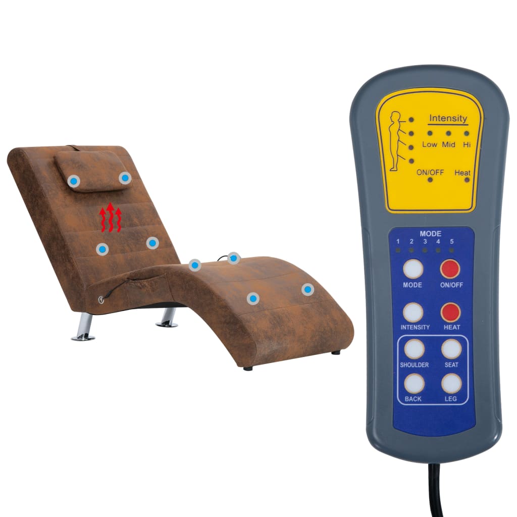 Massagechaiselong Med Pude Imiteret Ruskind