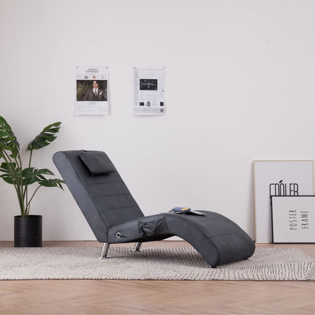 Massagechaiselong Med Pude Imiteret Ruskind