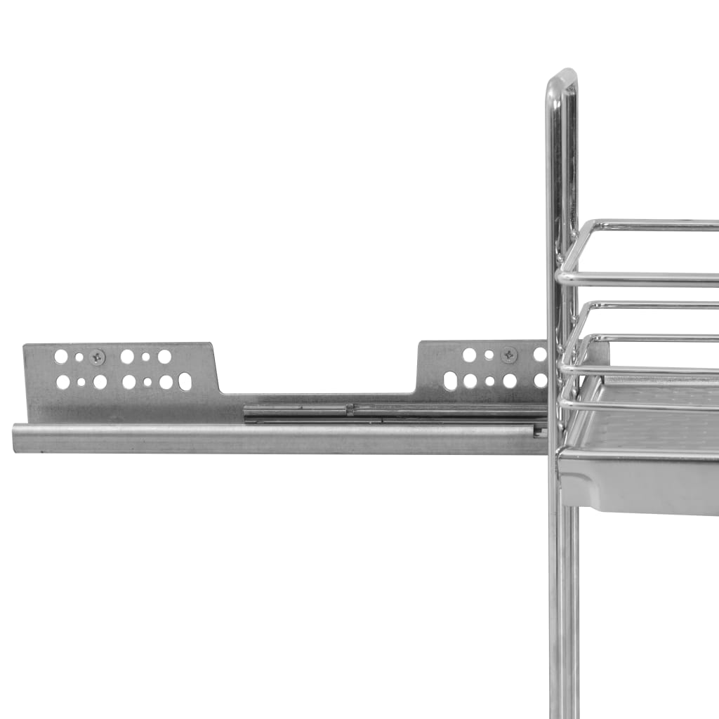 Udtrækkelig Trådnetskurv Til Køkken 2 Niveauer 47X15X54,5 Cm Sølv