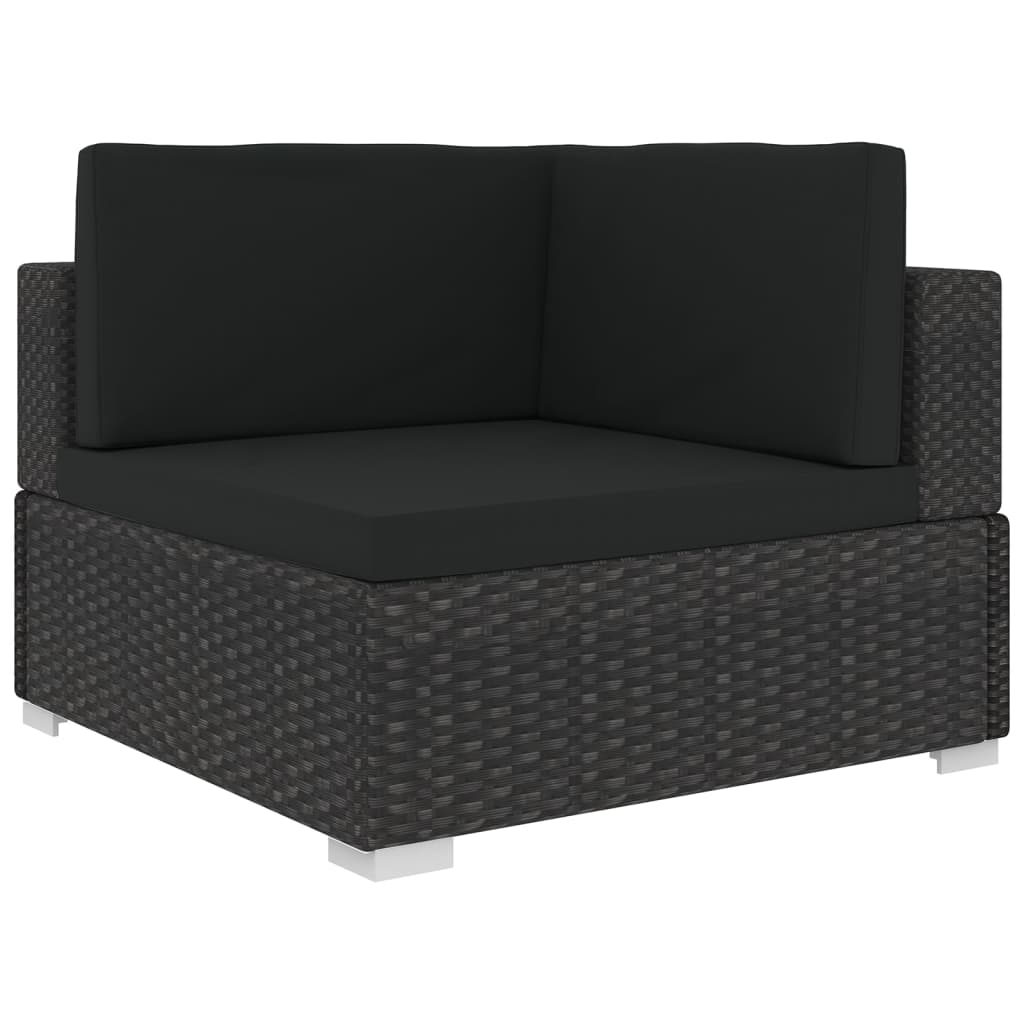 Loungesæt Til Haven 5 Dele Med Hynder Polyrattan Sort