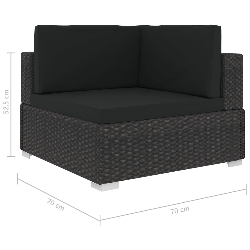 Loungesæt Til Haven 5 Dele Med Hynder Polyrattan Sort