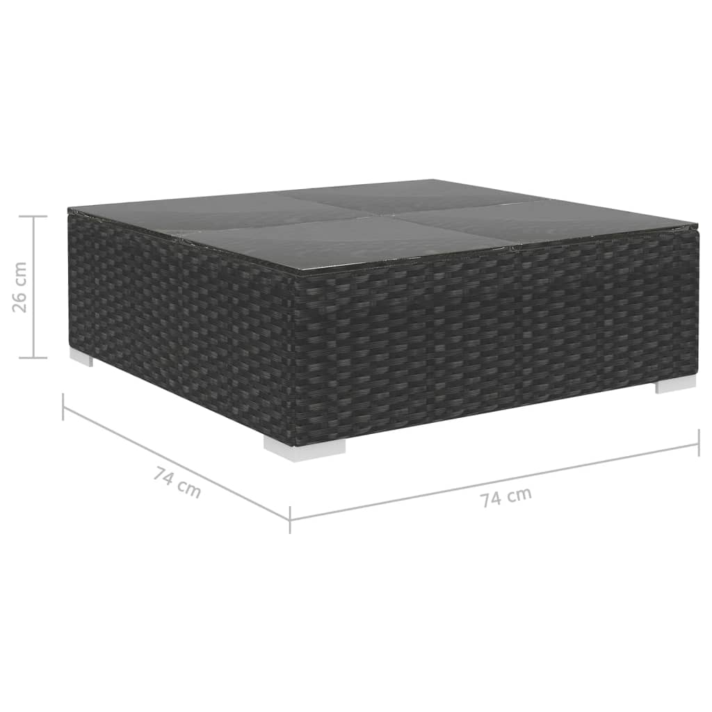 Loungesæt Til Haven 5 Dele Med Hynder Polyrattan Sort
