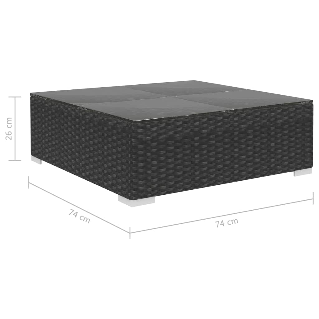 Haveloungesæt 12 Dele Med Hynder Polyrattan Sort