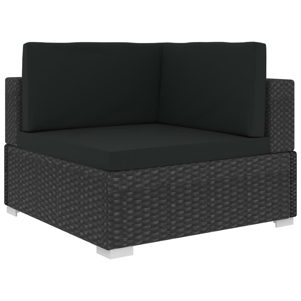 Haveloungesæt 12 Dele Med Hynder Polyrattan Sort