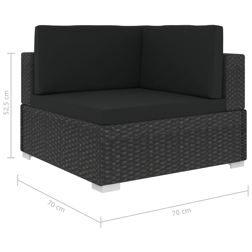 Haveloungesæt 12 Dele Med Hynder Polyrattan Sort