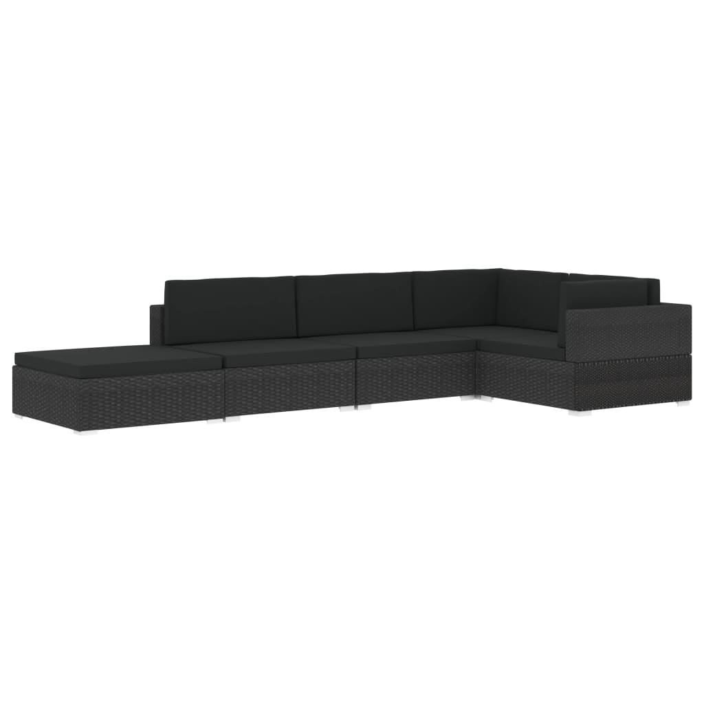 Fodskammel Til Sofa1 Stk. Med Hynde Polyrattan Sort - Billede 13