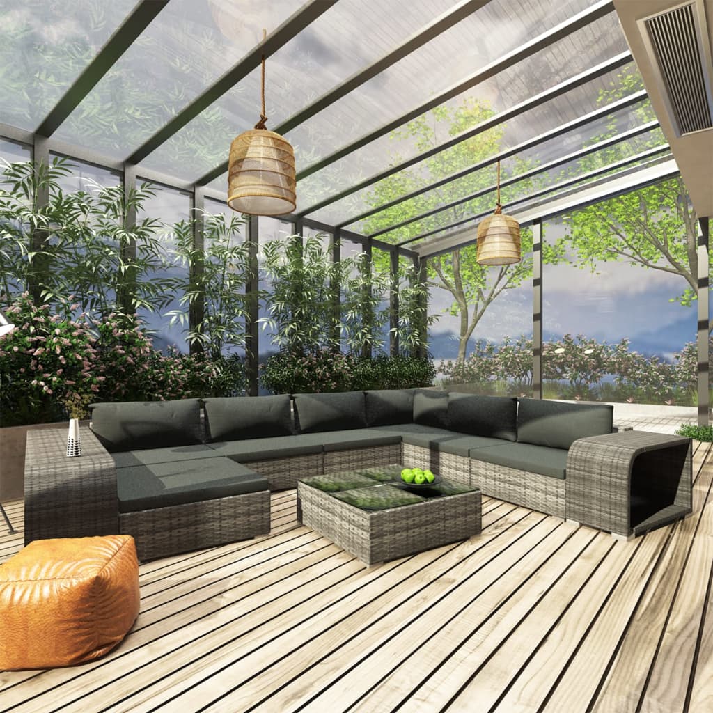 Loungesæt Til Haven 10 Dele Med Hynder Polyrattan