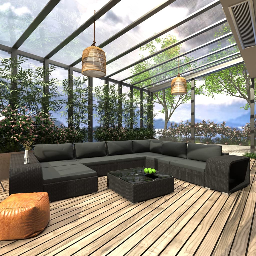 Loungesæt Til Haven 10 Dele Med Hynder Polyrattan