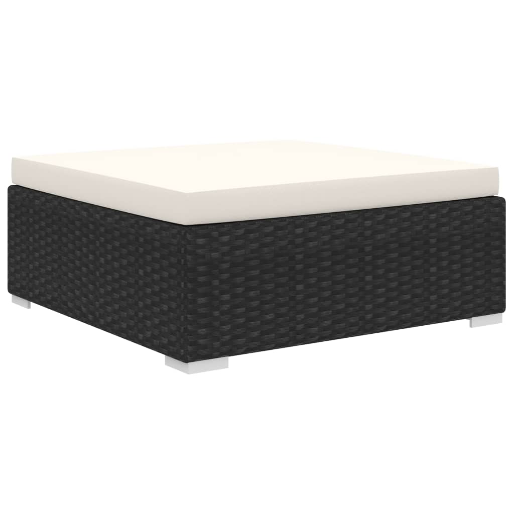 Haveloungesæt 11 Dele Med Hynder Polyrattan Sort