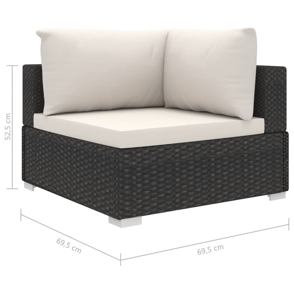 Haveloungesæt 11 Dele Med Hynder Polyrattan Sort
