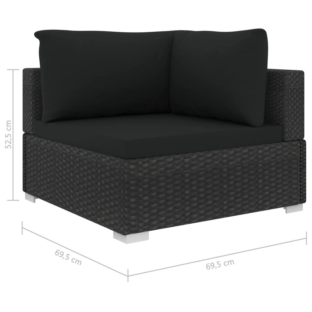 Haveloungesæt 11 Dele Med Hynder Polyrattan Sort