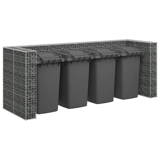 Gabionvæg Til Affaldsspand 320X100X120 Cm Galvaniseret Stål