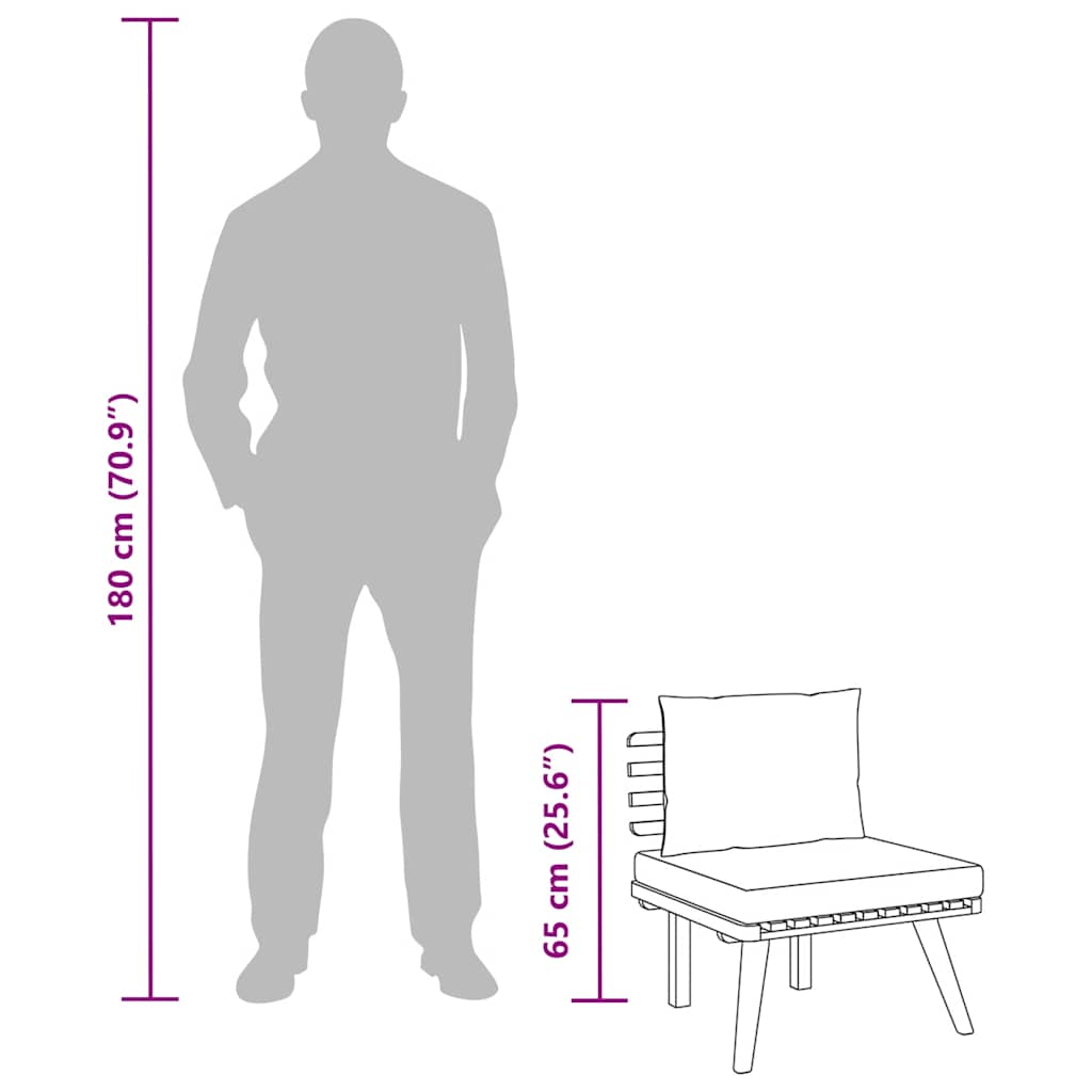 Havesofa Midtermodul Med Hynder Massivt Akacietræ