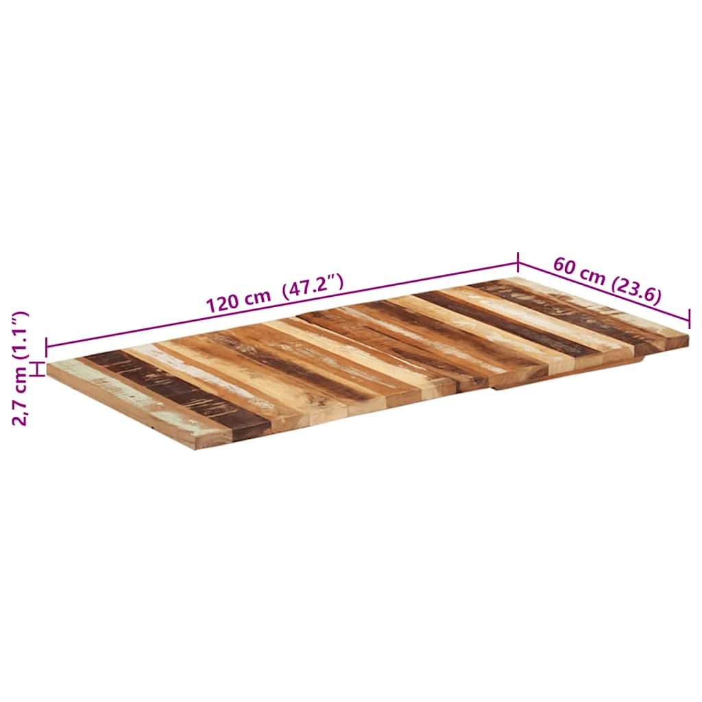 Rektangulær Bordplade 60x120 Cm 25-27 Mm Massivt Genbrugstræ - Billede 12