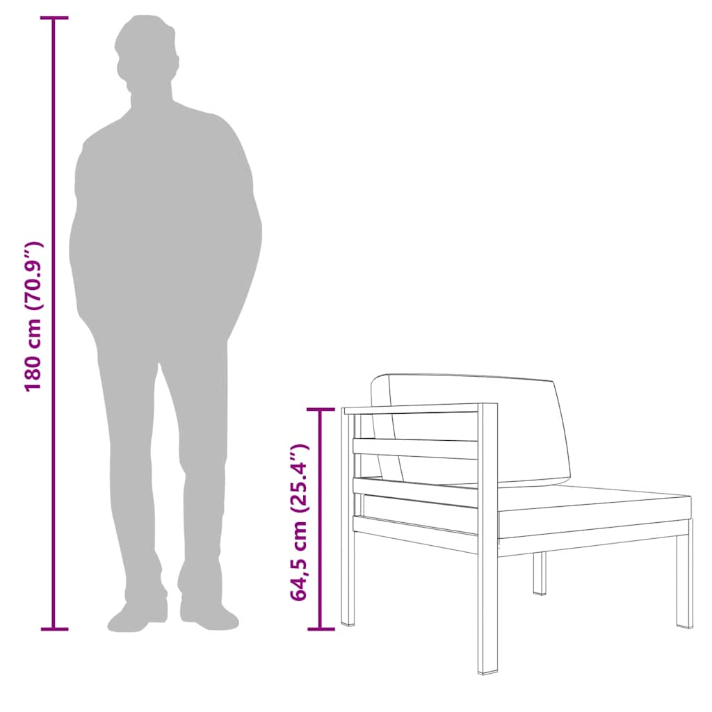Hjørnemodul Til Sofa Med Hynder 1 Stk. Aluminium Antracitgrå - Billede 17