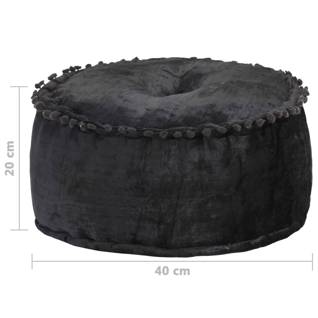 Puf 40x20 Cm Rund Velour Antracitgrå - Billede 4