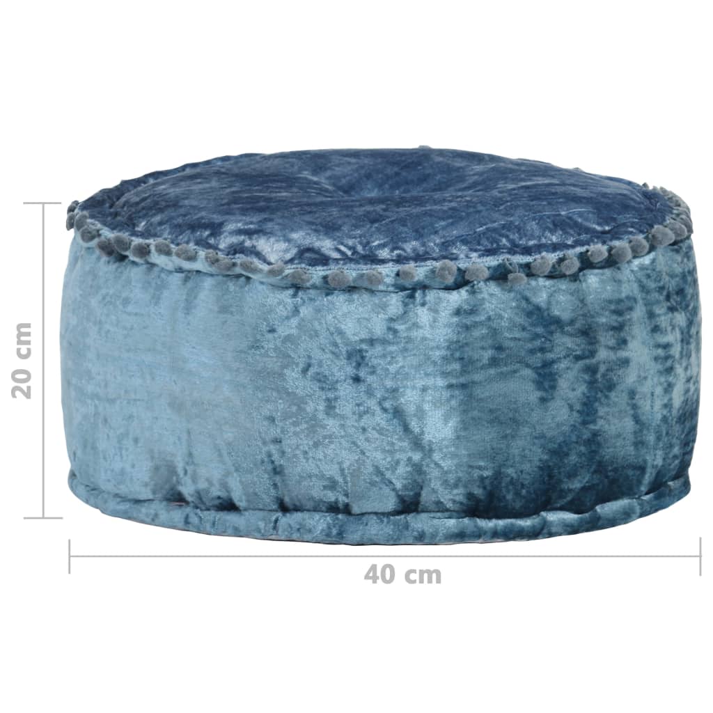 Puf 40x20 Cm Rund Velour Blå - Billede 4