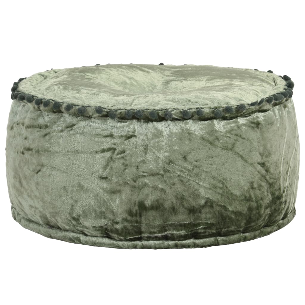 Puf 40x20 Cm Rund Velour Grøn - Hovedbillede