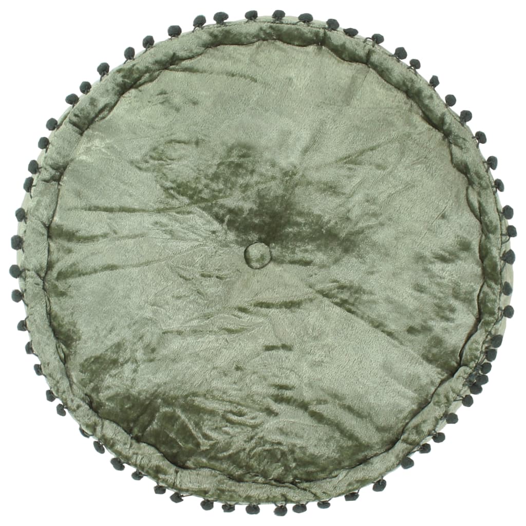 Puf 40x20 Cm Rund Velour Grøn - Billede 2