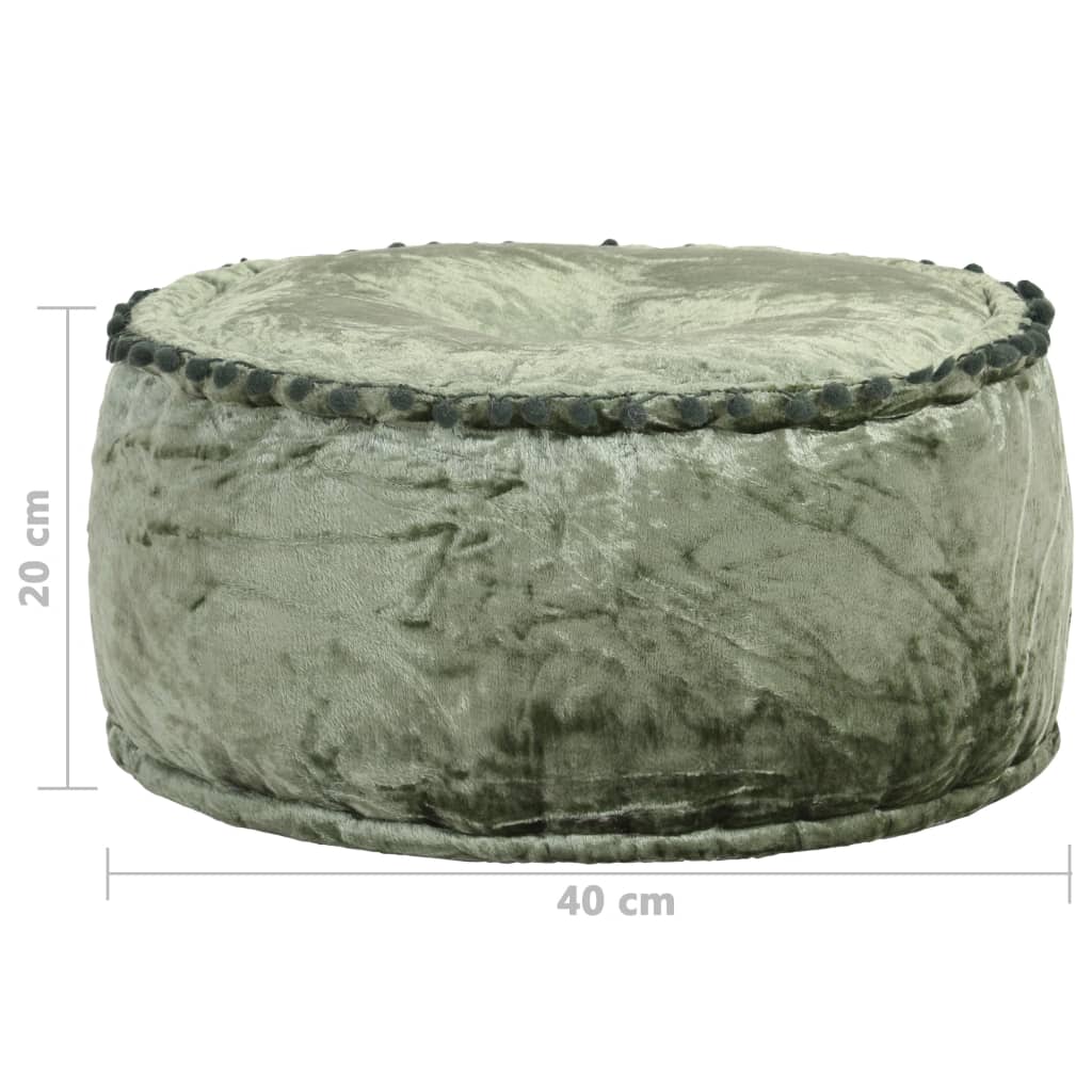 Puf 40x20 Cm Rund Velour Grøn - Billede 4