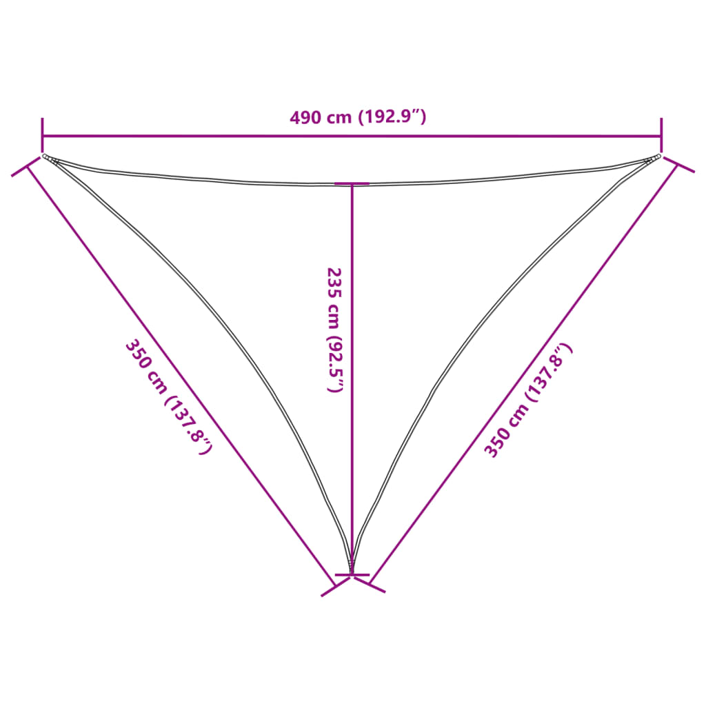 Solsejl 3,5x3,5x4,9 M Trekantet Oxfordstof - Billede 10